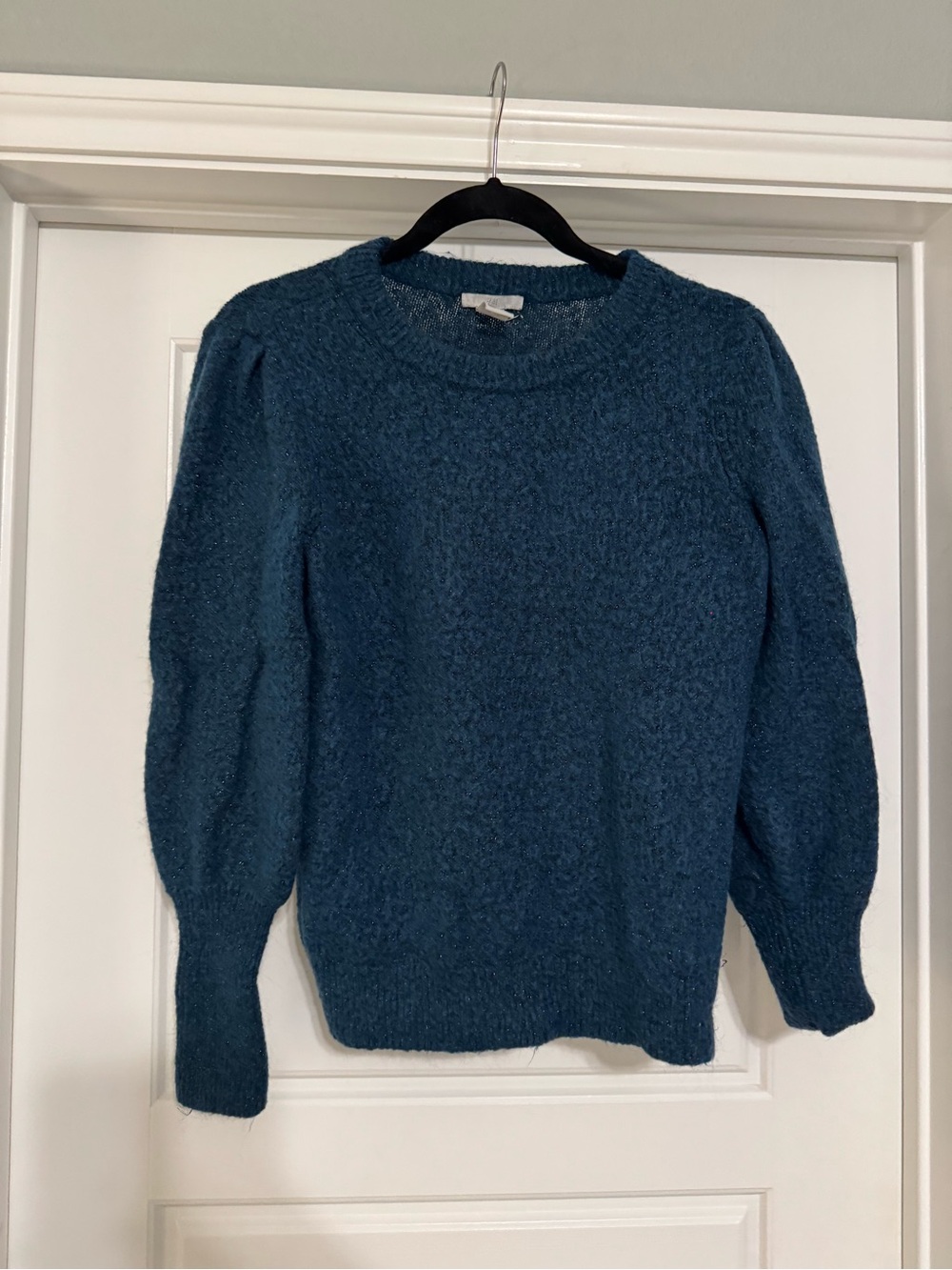 H&M Teal-Blue Textured Crewneck Sweater